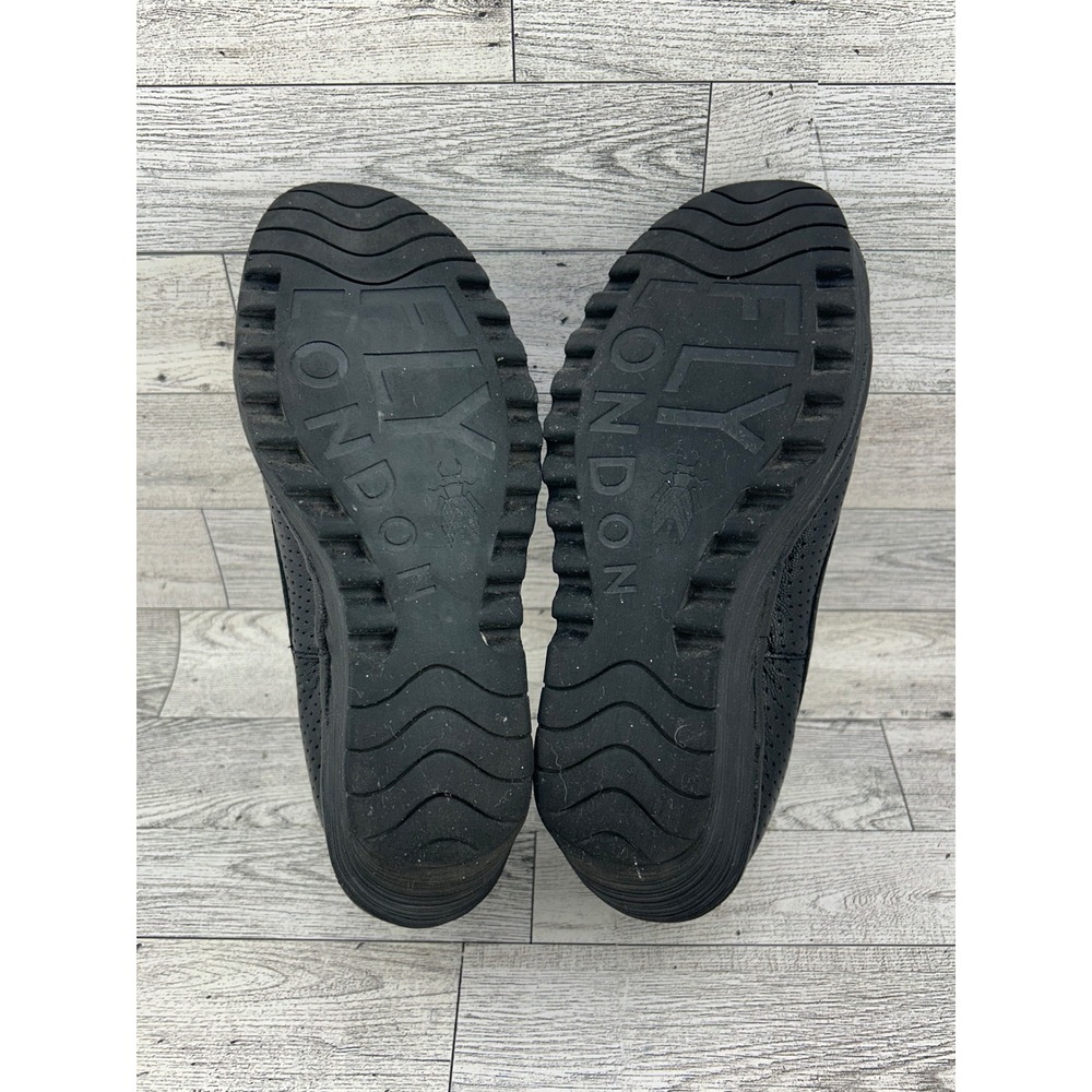 FLY LONDON Black Leather Perforated‎ Wedge Ballet Flats Women Size 37 P500798000 - Picture 6 of 11